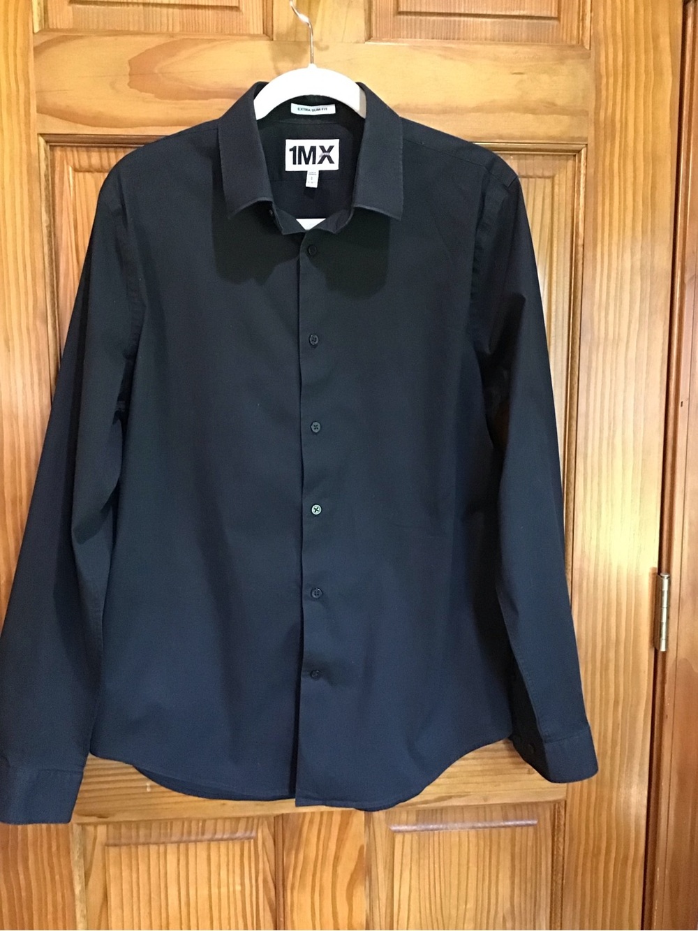 Express Men’s Black Dress Shirt extra slim fit - Long Sleeve Button Front